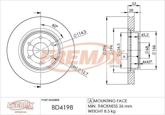 FREMAX Тормозной диск BD-4198