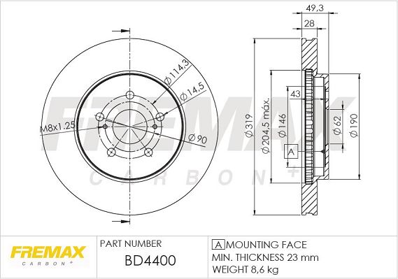 FREMAX Тормозной диск BD-4400