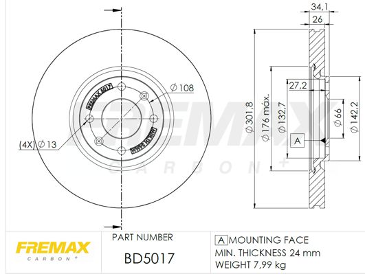 FREMAX Тормозной диск BD-5017