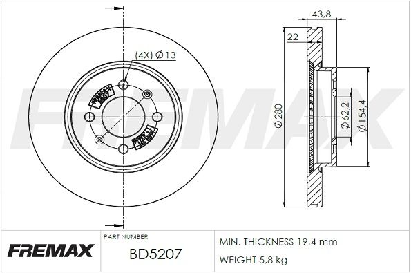 FREMAX Тормозной диск BD-5207