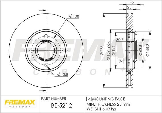 FREMAX stabdžių diskas BD-5212