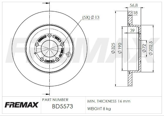 FREMAX stabdžių diskas BD-5573