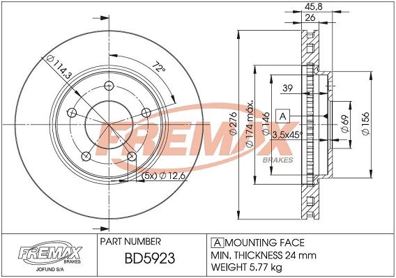 FREMAX Тормозной диск BD-5923