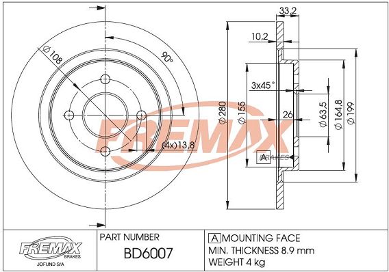 FREMAX stabdžių diskas BD-6007