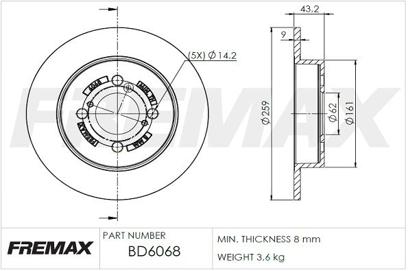 FREMAX stabdžių diskas BD-6068