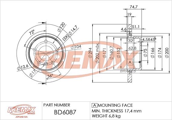 FREMAX stabdžių diskas BD-6087