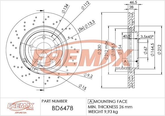 FREMAX stabdžių diskas BD-6478