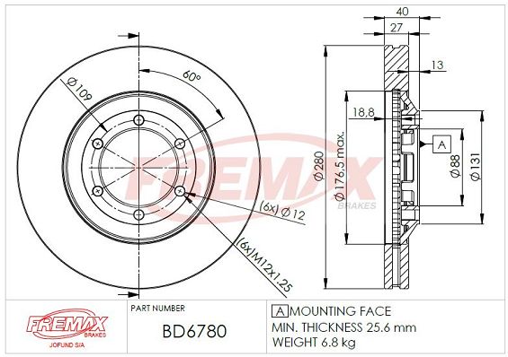 FREMAX Тормозной диск BD-6780