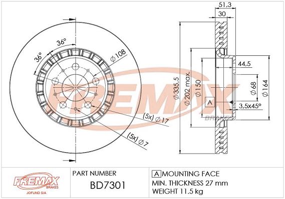 FREMAX Тормозной диск BD-7301