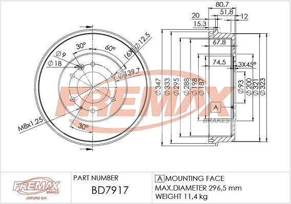 FREMAX Тормозной барабан BD-7917