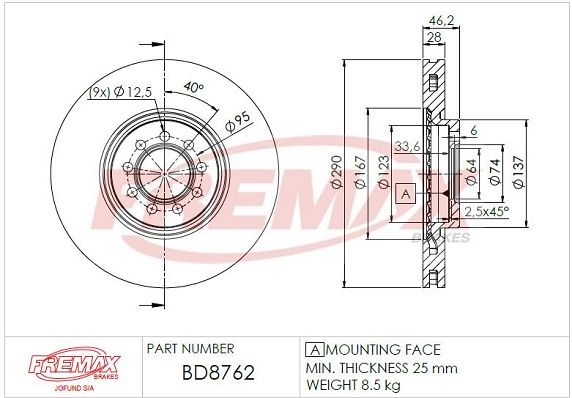 FREMAX Тормозной диск BD-8762