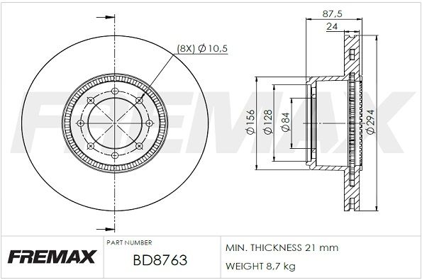 FREMAX stabdžių diskas BD-8763