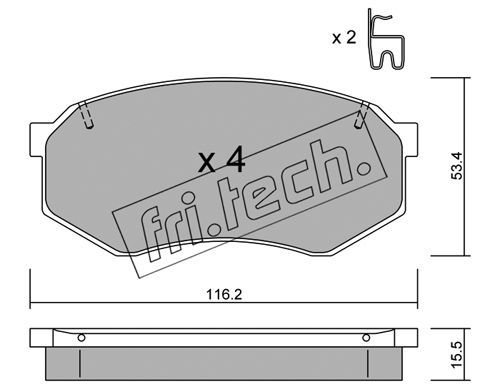 FRI.TECH. stabdžių trinkelių rinkinys, diskinis stabdys 487.0