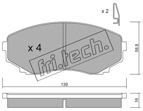 FRI.TECH. stabdžių trinkelių rinkinys, diskinis stabdys 493.0