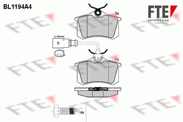 FTE Комплект тормозных колодок, дисковый тормоз BL1194A4