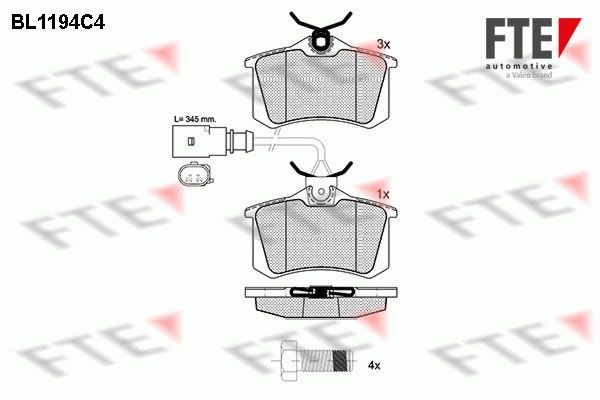 FTE Комплект тормозных колодок, дисковый тормоз BL1194C4