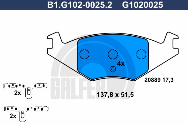 GALFER Комплект тормозных колодок, дисковый тормоз B1.G102-0025.2