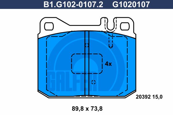 GALFER stabdžių trinkelių rinkinys, diskinis stabdys B1.G102-0107.2