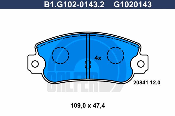 GALFER stabdžių trinkelių rinkinys, diskinis stabdys B1.G102-0143.2