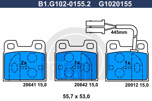 GALFER stabdžių trinkelių rinkinys, diskinis stabdys B1.G102-0155.2