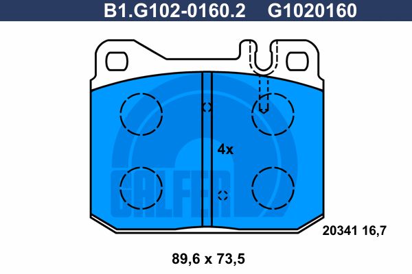 GALFER stabdžių trinkelių rinkinys, diskinis stabdys B1.G102-0160.2