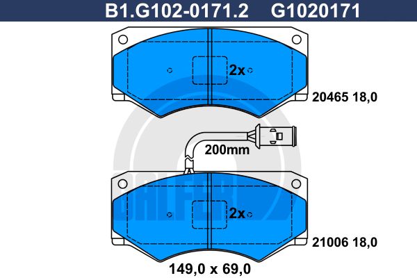 GALFER Комплект тормозных колодок, дисковый тормоз B1.G102-0171.2