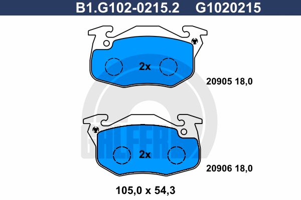 GALFER Комплект тормозных колодок, дисковый тормоз B1.G102-0215.2