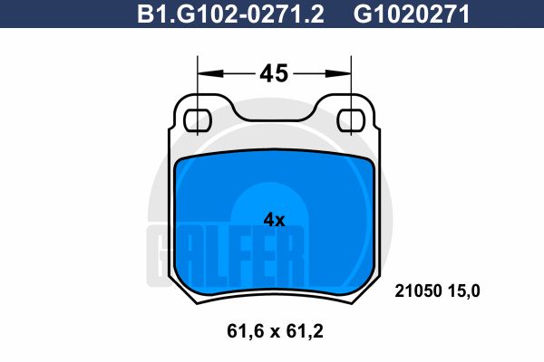GALFER Комплект тормозных колодок, дисковый тормоз B1.G102-0271.2