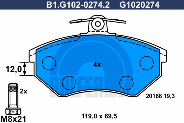 GALFER Комплект тормозных колодок, дисковый тормоз B1.G102-0274.2