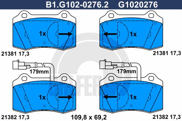 GALFER Комплект тормозных колодок, дисковый тормоз B1.G102-0276.2