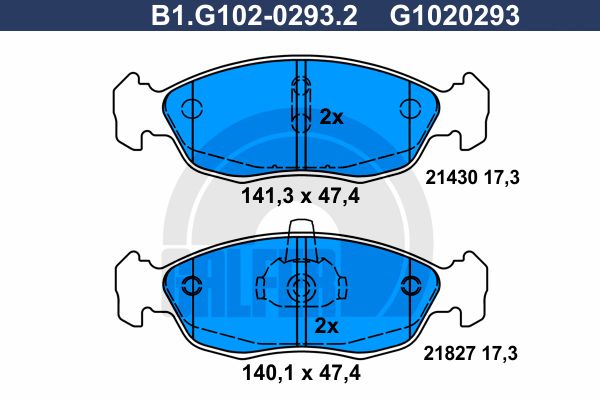 GALFER stabdžių trinkelių rinkinys, diskinis stabdys B1.G102-0293.2