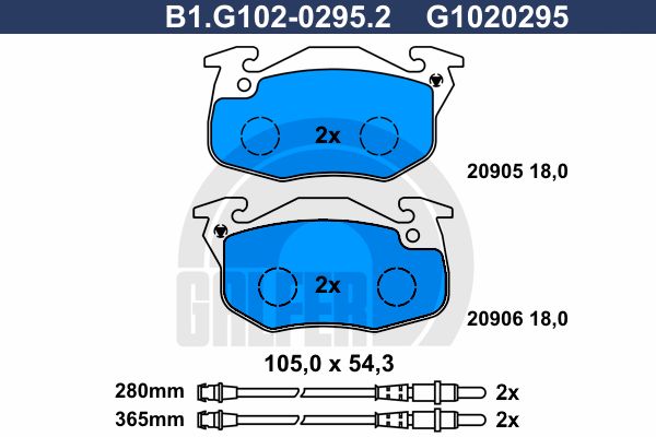 GALFER Комплект тормозных колодок, дисковый тормоз B1.G102-0295.2