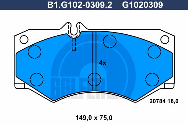 GALFER stabdžių trinkelių rinkinys, diskinis stabdys B1.G102-0309.2