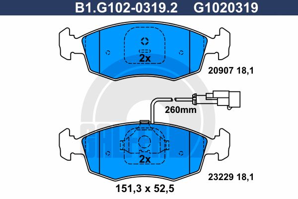 GALFER Комплект тормозных колодок, дисковый тормоз B1.G102-0319.2