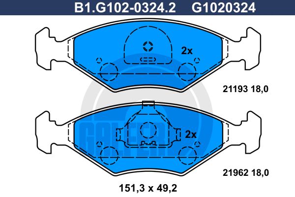 GALFER Комплект тормозных колодок, дисковый тормоз B1.G102-0324.2