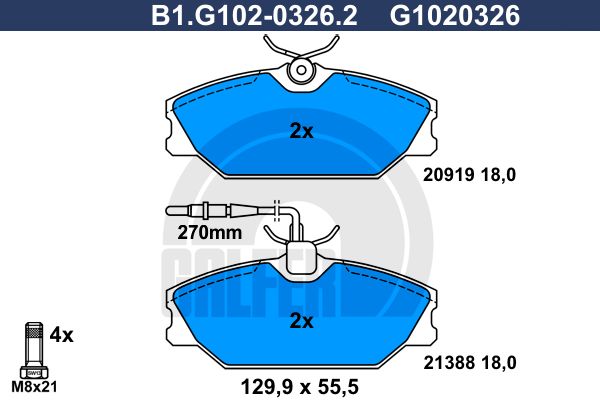 GALFER Комплект тормозных колодок, дисковый тормоз B1.G102-0326.2