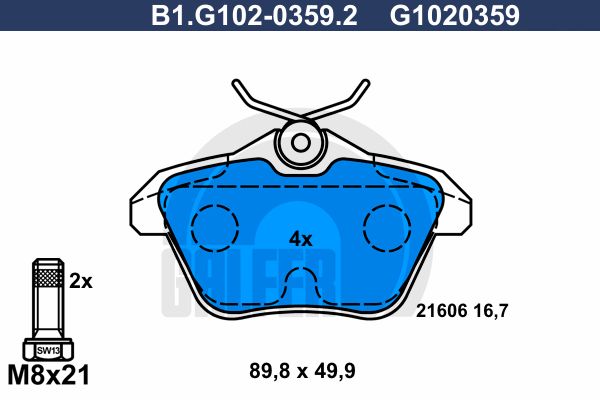 GALFER Комплект тормозных колодок, дисковый тормоз B1.G102-0359.2