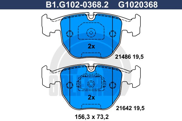 GALFER Комплект тормозных колодок, дисковый тормоз B1.G102-0368.2