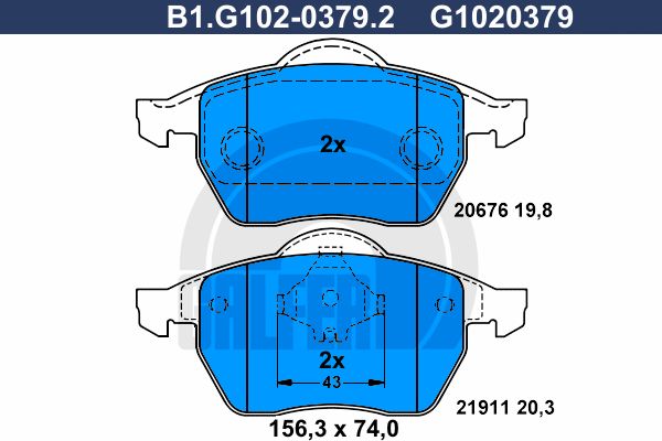 GALFER Комплект тормозных колодок, дисковый тормоз B1.G102-0379.2