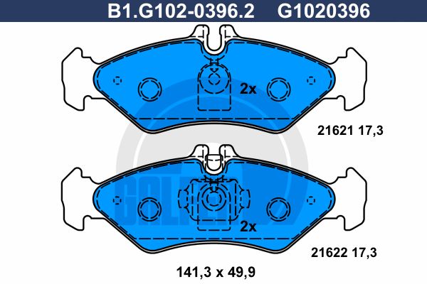 GALFER stabdžių trinkelių rinkinys, diskinis stabdys B1.G102-0396.2