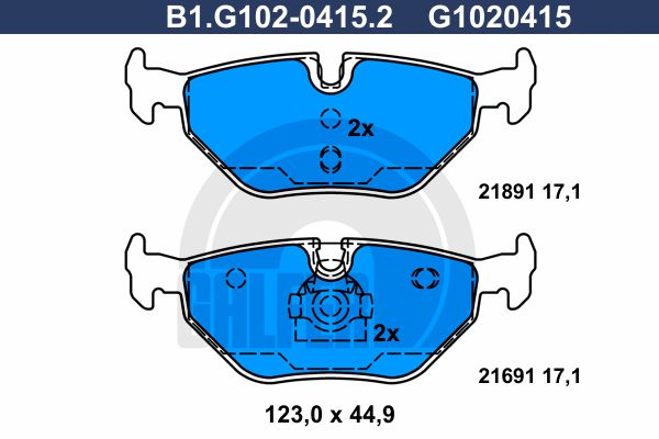 GALFER stabdžių trinkelių rinkinys, diskinis stabdys B1.G102-0415.2