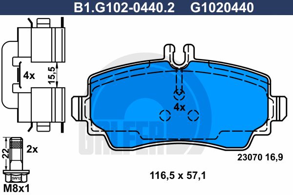 GALFER Комплект тормозных колодок, дисковый тормоз B1.G102-0440.2