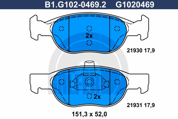 GALFER Комплект тормозных колодок, дисковый тормоз B1.G102-0469.2