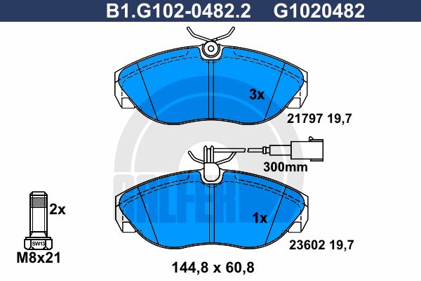 GALFER Комплект тормозных колодок, дисковый тормоз B1.G102-0482.2