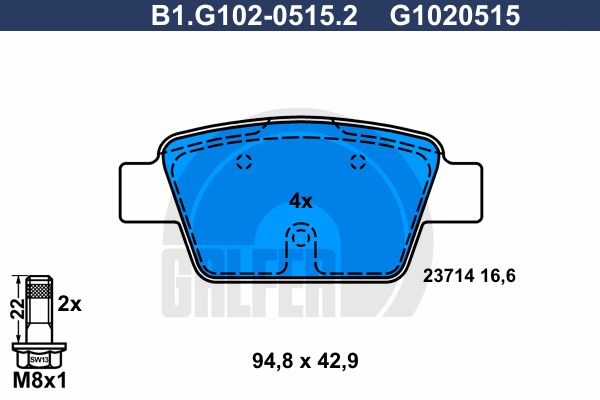 GALFER Комплект тормозных колодок, дисковый тормоз B1.G102-0515.2