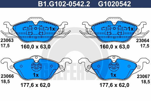 GALFER Комплект тормозных колодок, дисковый тормоз B1.G102-0542.2