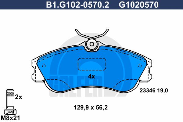 GALFER Комплект тормозных колодок, дисковый тормоз B1.G102-0570.2
