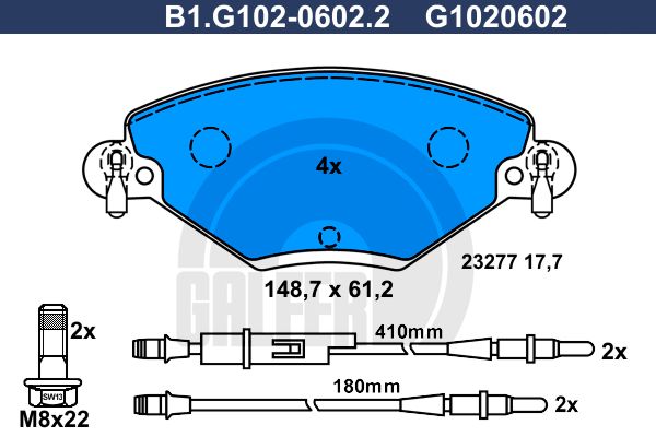 GALFER Комплект тормозных колодок, дисковый тормоз B1.G102-0602.2