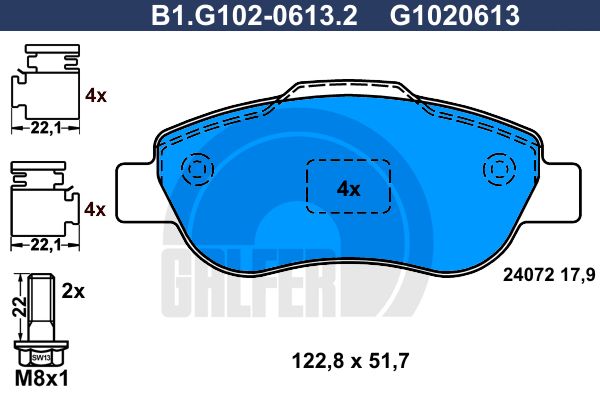 GALFER Комплект тормозных колодок, дисковый тормоз B1.G102-0613.2