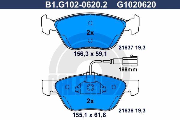 GALFER Комплект тормозных колодок, дисковый тормоз B1.G102-0620.2